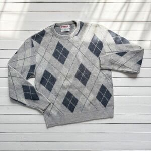 McGregor‎ gray argyle sweater 70s vtg men's plaid sweater